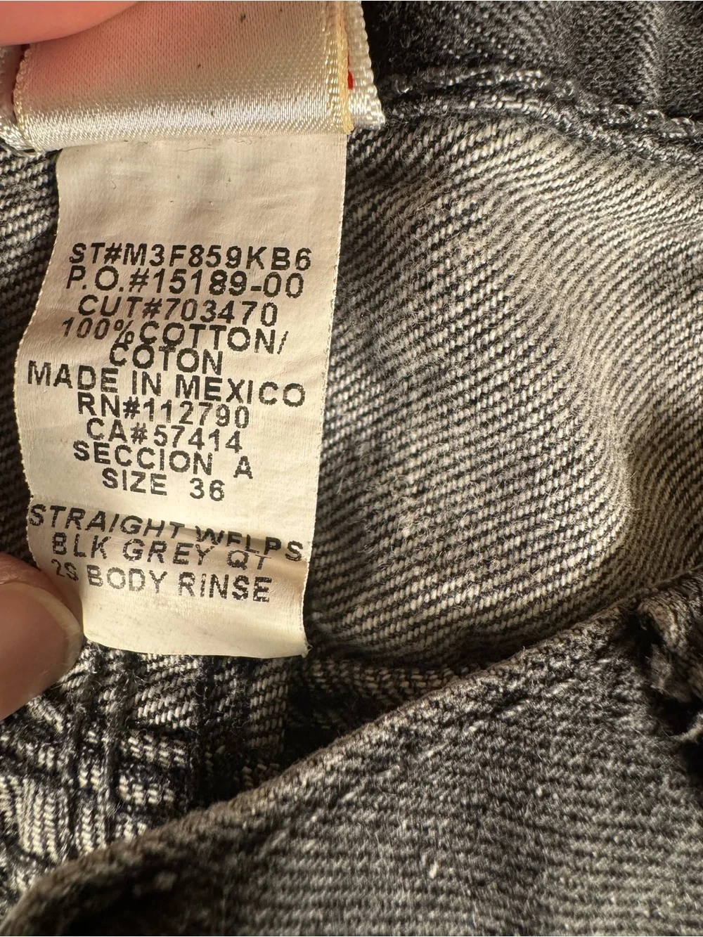 True Religion Ricky Straight Flap Jeans Size 36 Gray Black Wash 100% Cotton